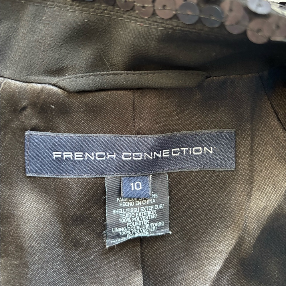 French Connection Chic Black Sequin Short-Sleeve Blazer Size 10 - Picture 10 of 14